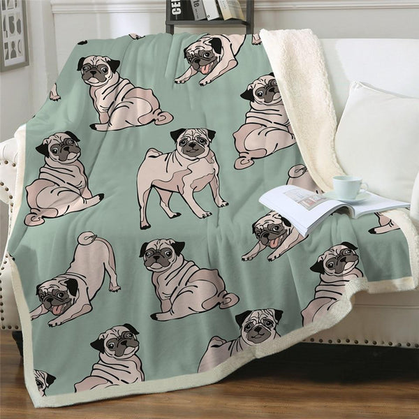 Pug Sherpa Blanket