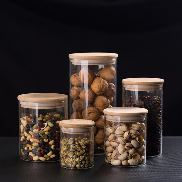 Sealed Glass Canisters with Bamboo Lid